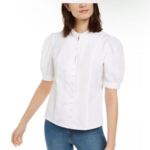 INC International Concepts White Puff Sleeve Blouse